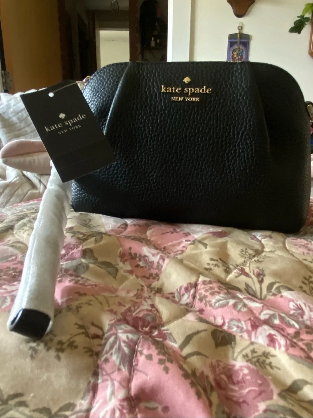 NWT Kate Spade New York | Black Pebbled Leather Convertible Dumpling Bag